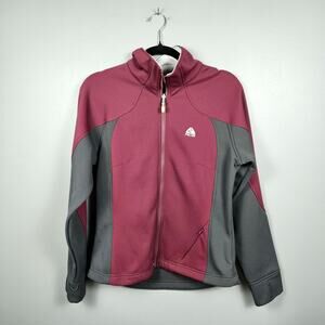 Nike ACG Womens Full Zip Thermal Jacket Maroon Gray Medium Outdoor Layer ACG Run